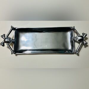 NWT Skeleton Bones Goth Halloween Aluminum Serving Tray Platter